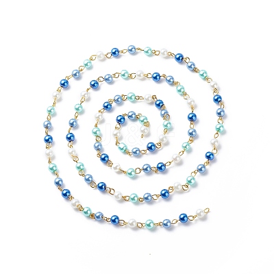 Handmade Glass Pearl Round Beaded Chains AJEW-SZ0002-40B-1