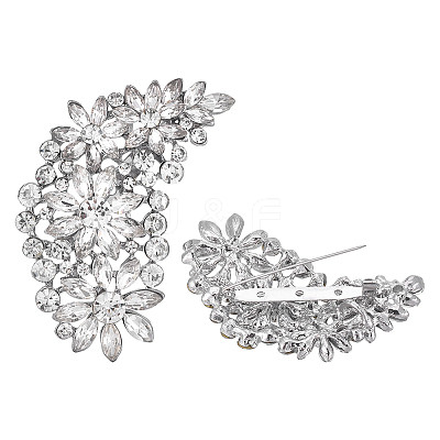 2Pcs Flower Alloy Rhinestone Brooch JEWB-FG0001-70B-1