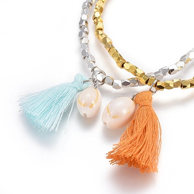 Brass Beads Stretch Bracelets BJEW-JB04056-1
