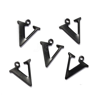 304 Stainless Steel Alphabet Charms STAS-H122-V-EB-1