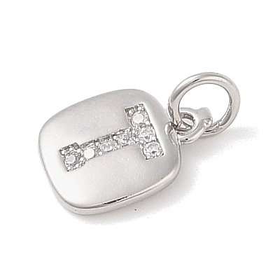 Rack Plating Brass Micro Pave CLear Cubic Zirconia Charms KK-E110-14P-T-1