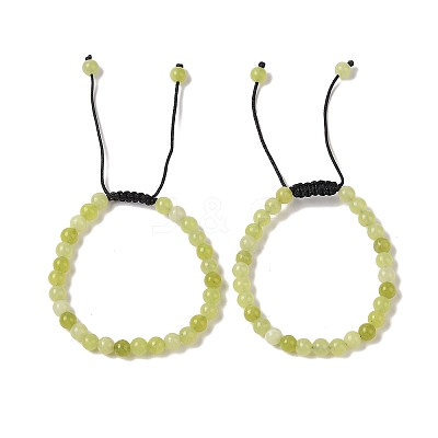 6mm Round Natural Lemon Jade Braided Bead Bracelets BJEW-C067-01A-02-1