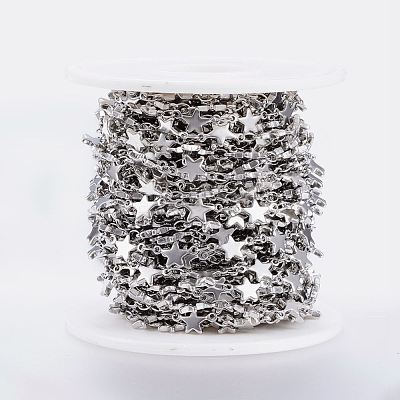 Tarnish Resistant Handmade 304 Stainless Steel Bar Link Chains STAS-G038-01P-1