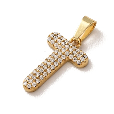 304 Stainless Steel Micro Pave Clear Cubic Zirconia Pendants CU-CBA703A-05G-T-1