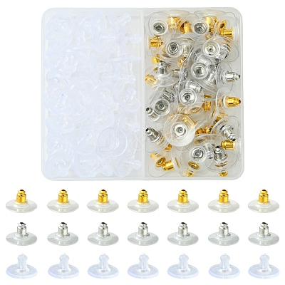 Brass Bullet Clutch Bullet Clutch Earring Backs with Pad KK-FS0001-43-1