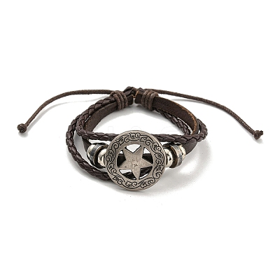 PU Imitation Leather Cord Triple Layer Multi-strand Bracelets BJEW-P329-03AS-1