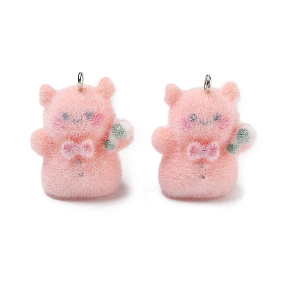 Flocking Opaque Resin Pendants RESI-F064-A15-1