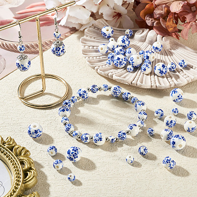 40Pcs 4 Styles Handmade Porcelain Beads PORC-TADJ0001-08B-1