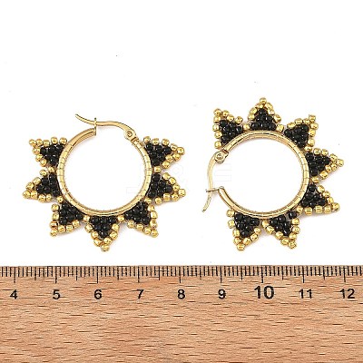 Glass Beaded Hoop Earrings EJEW-MZ00750-1