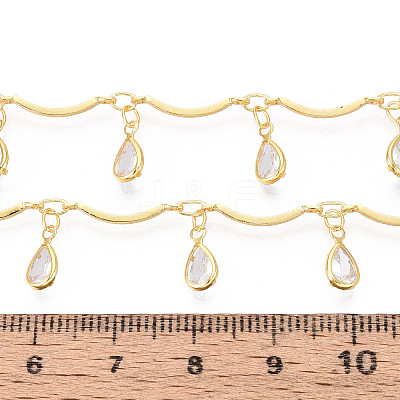 Brass Glass Scalloped Bar Chains CHC-T018-07G-1