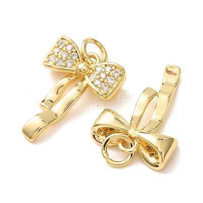 Brass Micro Pave Clear Cubic Zirconia Pendants CU-E003-06G-1