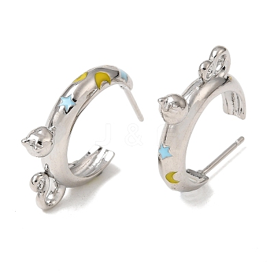 Brass Enamel Stud Earrings KK-CBA8324-23P-04-1
