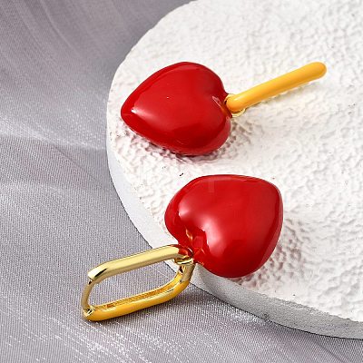 Heart Brass Hoop Earrings EJEW-D314-02G-1