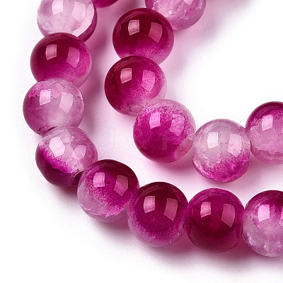 Crackle Baking Paint Imitation Jade Glass Beads Strands X1-DGLA-T003-8mm-12-1