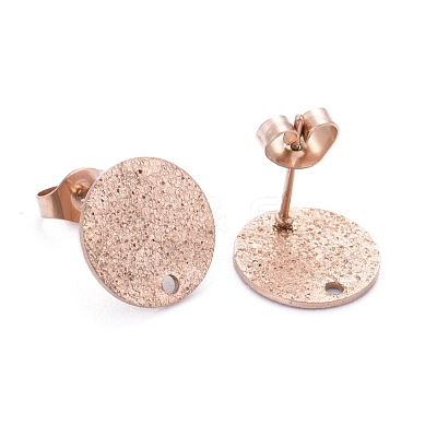 Ion Plating(IP) 304 Stainless Steel Stud Earring Findings STAS-Z021-C-01RG-1