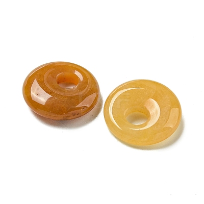 Natural Topaz Jade Donut/Pi Disc Charms G-G142-02C-1