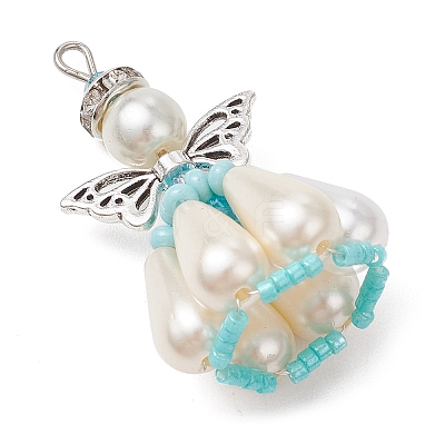 Pearlized Glass Pearl Beads Pendants PALLOY-MZ00487-02-1