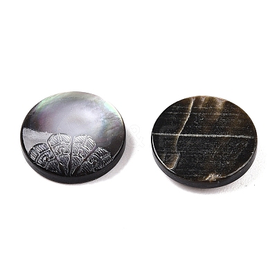 Natural Black Lip Shell Carved Cabochons SSHEL-T017-04C-1