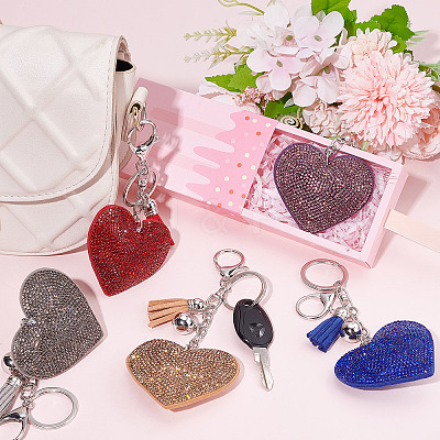 9pcs 9 style Valentine's Day Full Resin Rhinestone Pendant Keychain KEYC-CP0001-10-1