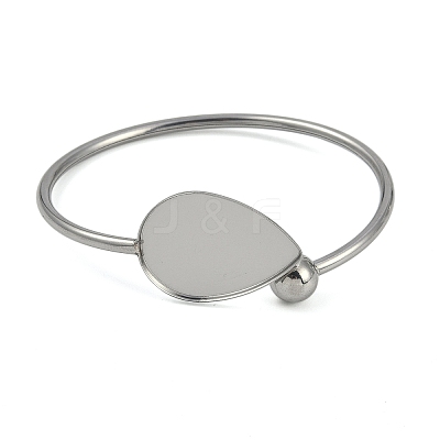 304 Stainless Steel Blank Bangle Bases with Teardrop Tray STAS-Z088-01P-02-1