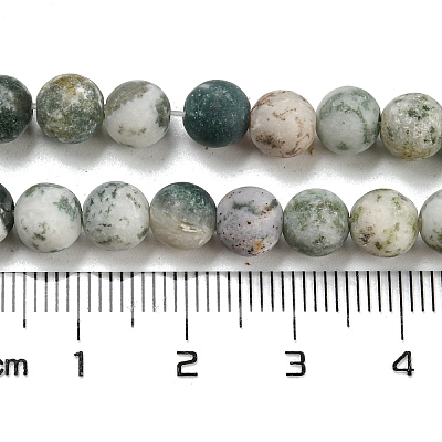 Natural Tree Agate Frosted Agate Round Gemstone Beads Strands G-O151-01-6mm-1