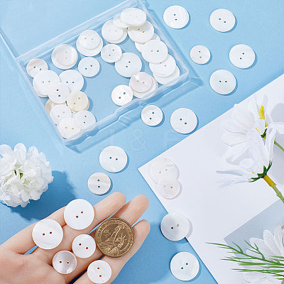 52Pcs 2 Style 2-Hole Freshwater Shell Buttons SHEL-GF0001-02-1