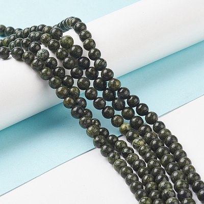 Natural Serpentine/Green Lace Stone Beads Strands G-S259-15-6mm-1-1