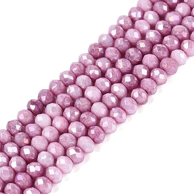 Anti-Tarnish Dyed Rondelle Glass Beads Strands EGLA-T021-3mm-17-12-1
