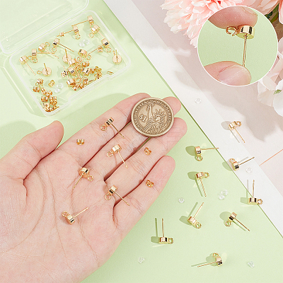 Brass Stud Earring Findings KK-UN0002-79-1