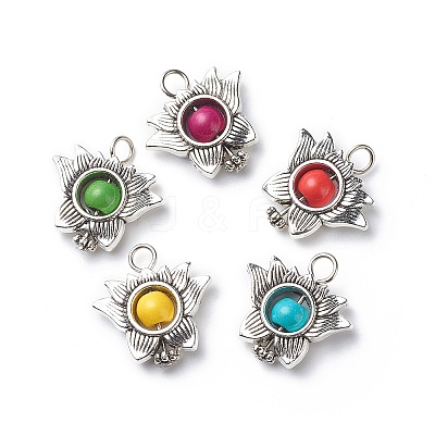 Synthetic Turquoise Dyed Pendants PALLOY-JF01874-01A-1