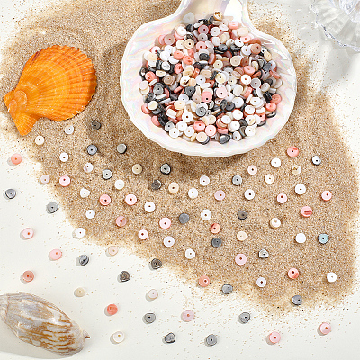 4 Strands 4 Colors Natural Shell Beads Strands SSHEL-PA0001-04-1