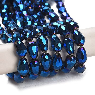 Electroplate Glass Beads Strands EGLA-D017-12x8mm-1-1