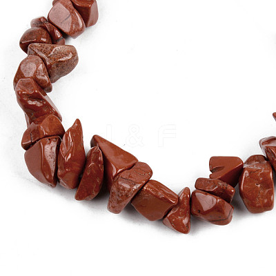 Unisex Chip Natural Red Jasper Beaded Stretch Bracelets BJEW-S143-17-1