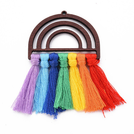 Polycotton(Polyester Cotton) Tassel Big Pendants FIND-T052-14F-1