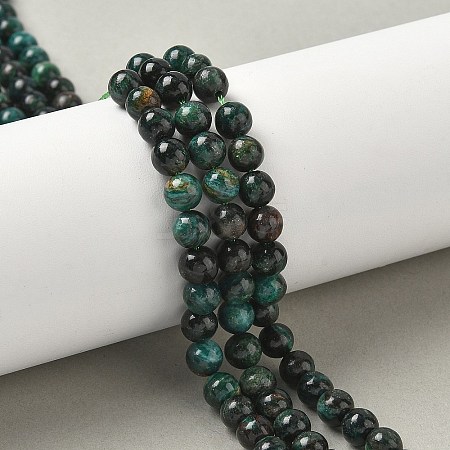 Natural Fuchsite Beads Strands G-G271-B03-6mm-1