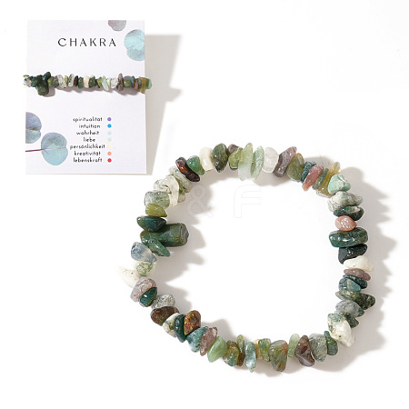 Natural Moss Agate Chips Stretch Bracelets for Women AY5330-9-1