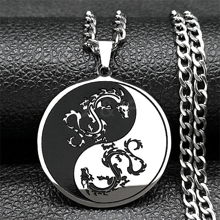 201 Stainless Steel Pendant Necklaces NJEW-C066-07P-1