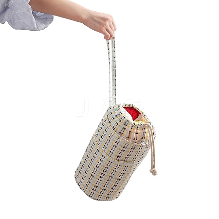 Polycotton Knitting Drawstring Cylinder Bag PW-WG56723-03-1