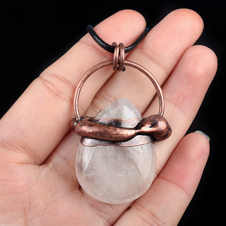 Red Copper Natural Quartz Crystal Pendants PW-WG1CD35-01-1