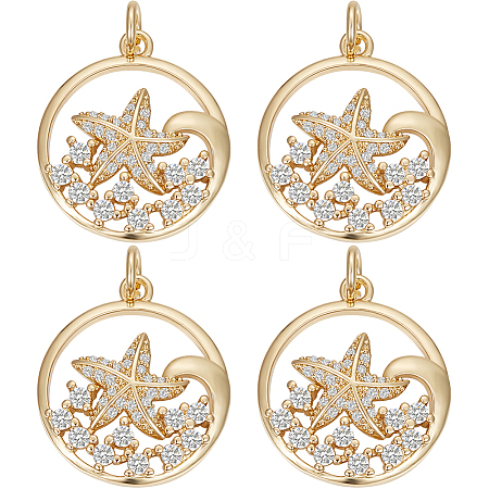 Beebeecraft 6PCS Brass Micro Pave Cubic Zirconia Pendants KK-BBC0011-86-1