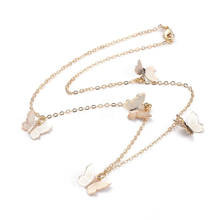 Brass Butterfly Pendant Necklaces NJEW-JN02678-01-1