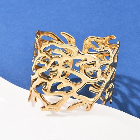 304 Stainless Steel Cuff Bangles for Women BJEW-G757-02G-1