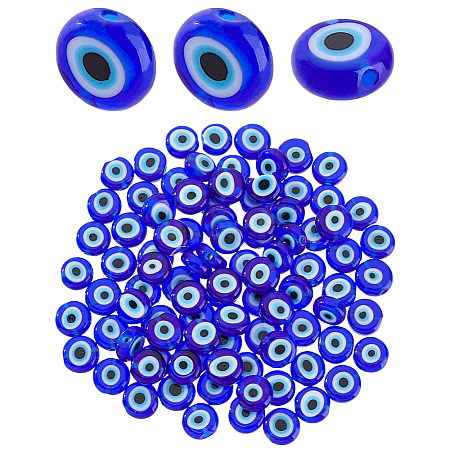 2Strands Handmade Evil Eye Lampwork Beads Strands LAMP-HY0001-14-1