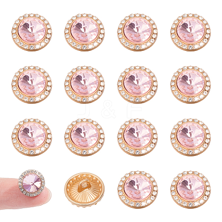 20Pcs 1-Hole Flat Round Zinc Alloy Rhinestones Buttons ALRI-NB0001-20D-1