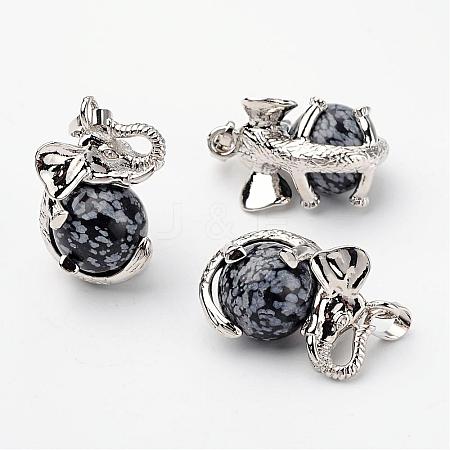 Natural Snowflake Obsidian Pendants G-G884-C22-FF-1
