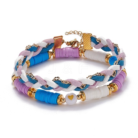 Handmade Polymer Clay Heishi Beads Bracelets Set BJEW-TA00040-02-1