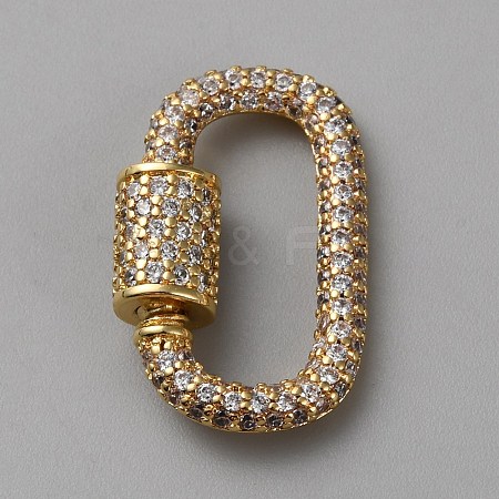 Brass Micro Pave Clear Cubic Zirconia Screw Carabiner Lock Charms DIY-WH0064-18G-1