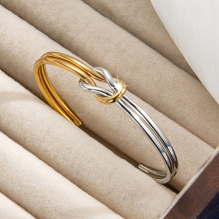 Duo Tone 304 Stainless Steel Open Cuff Bangles WG83596-04-1
