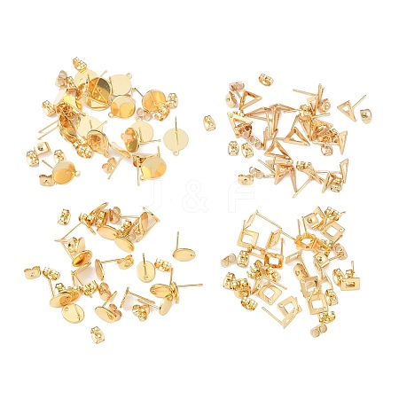 Beebeecraft 80Pcs 4 Style 201 & 304 Stainless Steel Stud Earring Findings STAS-BBC0001-74-1