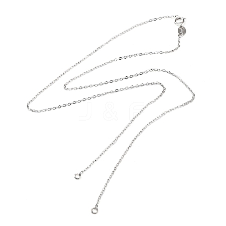 Rhodium Plated 925 Sterling Silver Cable Chains Necklace Makings STER-B001-03P-B-1